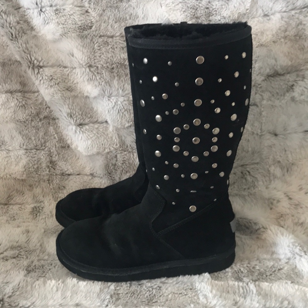 Ugg black Rockstar Leather and Sheep Skin Boots 7